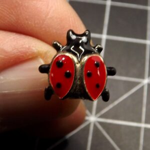 Sterling Silver 925 Enamel Ladybug Stud Earring – Single Replacement Earring, Red & Black, 1.9 g