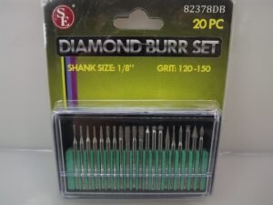 Diamond Burr Set 20-Piece 1/8″ Shank 120–150 Grit – Rotary Tool Bits for Jewelers, Stone, Glass and Tile