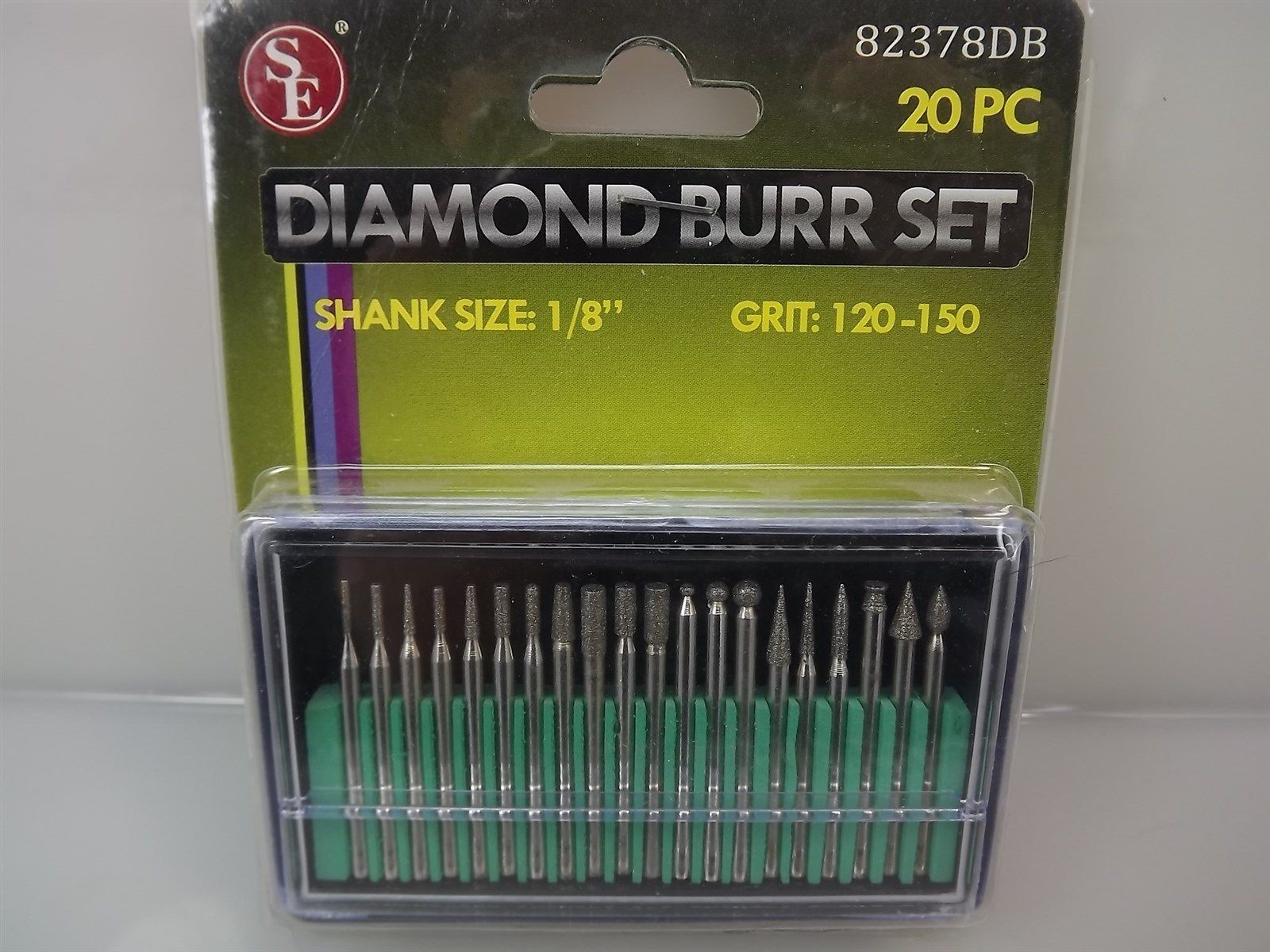 57 2920.jpg Diamond Burr Set 20-Piece 1/8″ Shank 120–150 Grit – Rotary Tool Bits for Jewelers, Stone, Glass and Tile