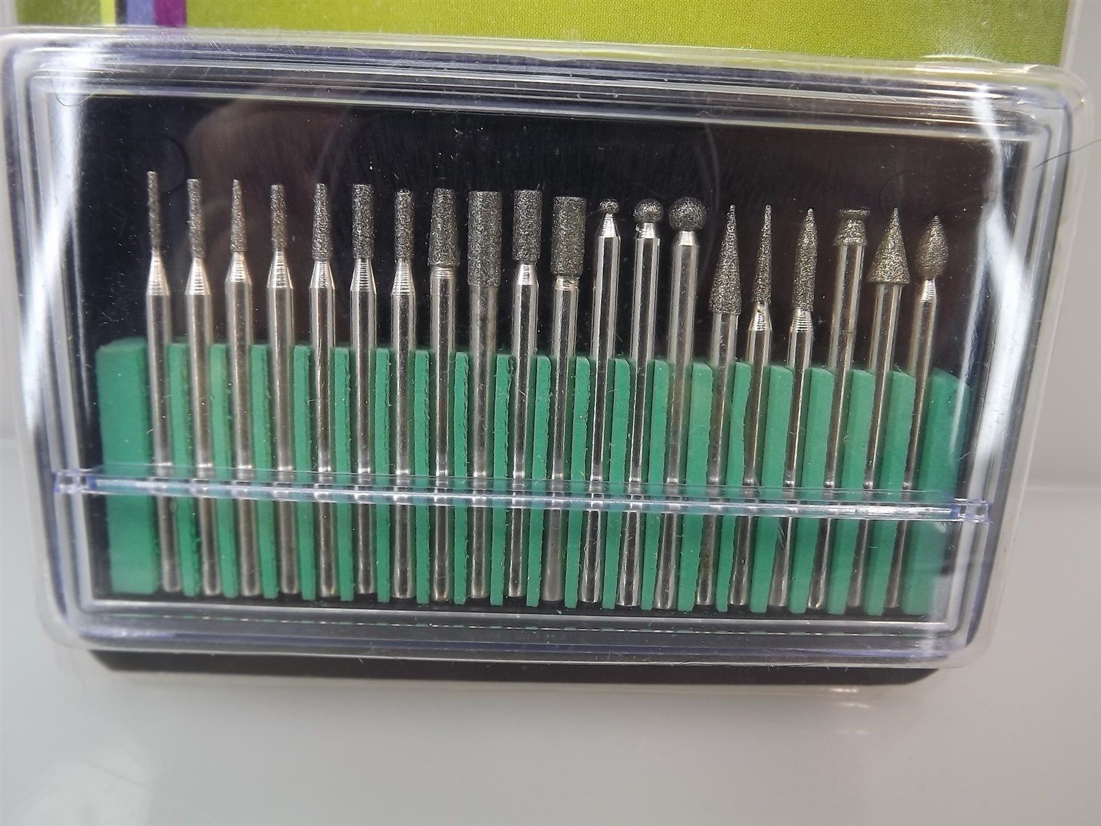 57 2921.jpg Diamond Burr Set 20-Piece 1/8″ Shank 120–150 Grit – Rotary Tool Bits for Jewelers, Stone, Glass and Tile