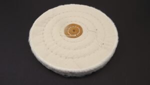 6″ White Muslin Buffing Wheel 60 Ply – Leather Center for Tapered Spindle, Jewelers Polishing Wheel