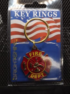 Fire Department Logo Pewter Enamel Key Ring – Firefighter Keychain, Fireman Gift Key Fob