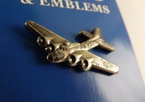 B-17 Flying Fortress Airplane Pewter Lapel Pin – 1 1/2″ WWII Bomber Aviation Hat Pin, Pilot Gift