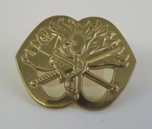 Vintage 1950s Fire Department Helmet Badge – Gold Tone Firefighter Fireman Helmet Shield, Old Stock
