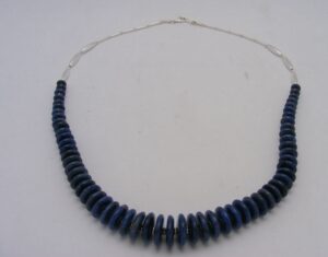 Barse Sterling Silver 925 Tapered Lapis Necklace – Large Designer Statement Bib Necklace, 27.5″ Long, 121.6 Grams