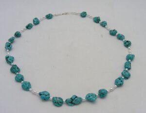 Barse Native Sterling Silver 925 Turquoise Necklace – Southwestern Style Designer Statement Necklace, 25″, 59.7 Grams