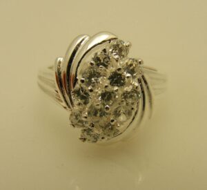 Elegant Sterling Silver 925 Clear Stone Cluster Ring – Sparkling Cocktail Ring Size 9, 6.5 Grams