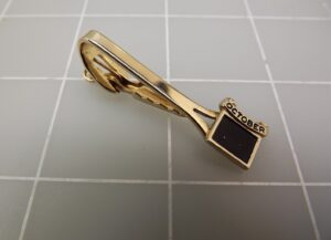 October Tie Clip – Gold Tone Black Enamel Tie Clasp Bar 1-3/4″ for Birthday Month Gift