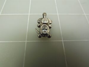 Vintage Sterling Silver 925 Puppy Dog Pendant with Clear Stones – Small Dog Charm 7/8″, 2.5 Grams