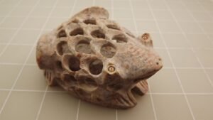 Hand Carved Natural Stone Frog Inside a Frog Carving – Genuine Stone Animal Figurine, 3-3/4″ Long, 241 Grams