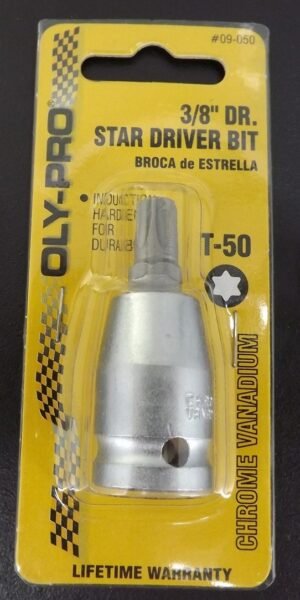 OLY-PRO Star Driver Bit T50 3/8″ Drive – Chrome Vanadium Torx-Style Socket Bit for Ratchet Wrenches