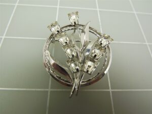 Vintage Ster-Art Sterling Silver Art Nouveau Style Brooch Pin with Clear Stone – 1 1/2″, 6.4 Grams