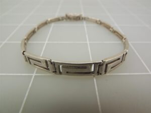 Sterling Silver 925 Tapered Geometric Design Link Bracelet – 7 3/4″ Long, 10.5 Grams, Stamped