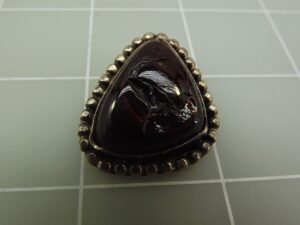 Vintage Sterling Silver Agate Stone Pendant with Ball Bead Trim – Acid Tested, 1 1/4″, 13.7 g