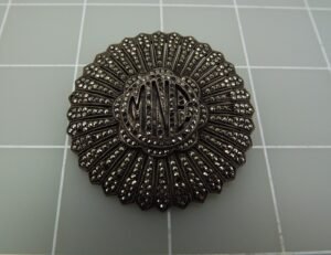 Antique 925 Sterling Silver Handmade MNE Initial Monogram Brooch with Marcasite – 21.0 Grams, Needs Stones