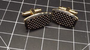 Mid-Century Vintage Men’s Cuff Links – Retro Modernist Pair with Toggle Backs for French Cuff Shirts