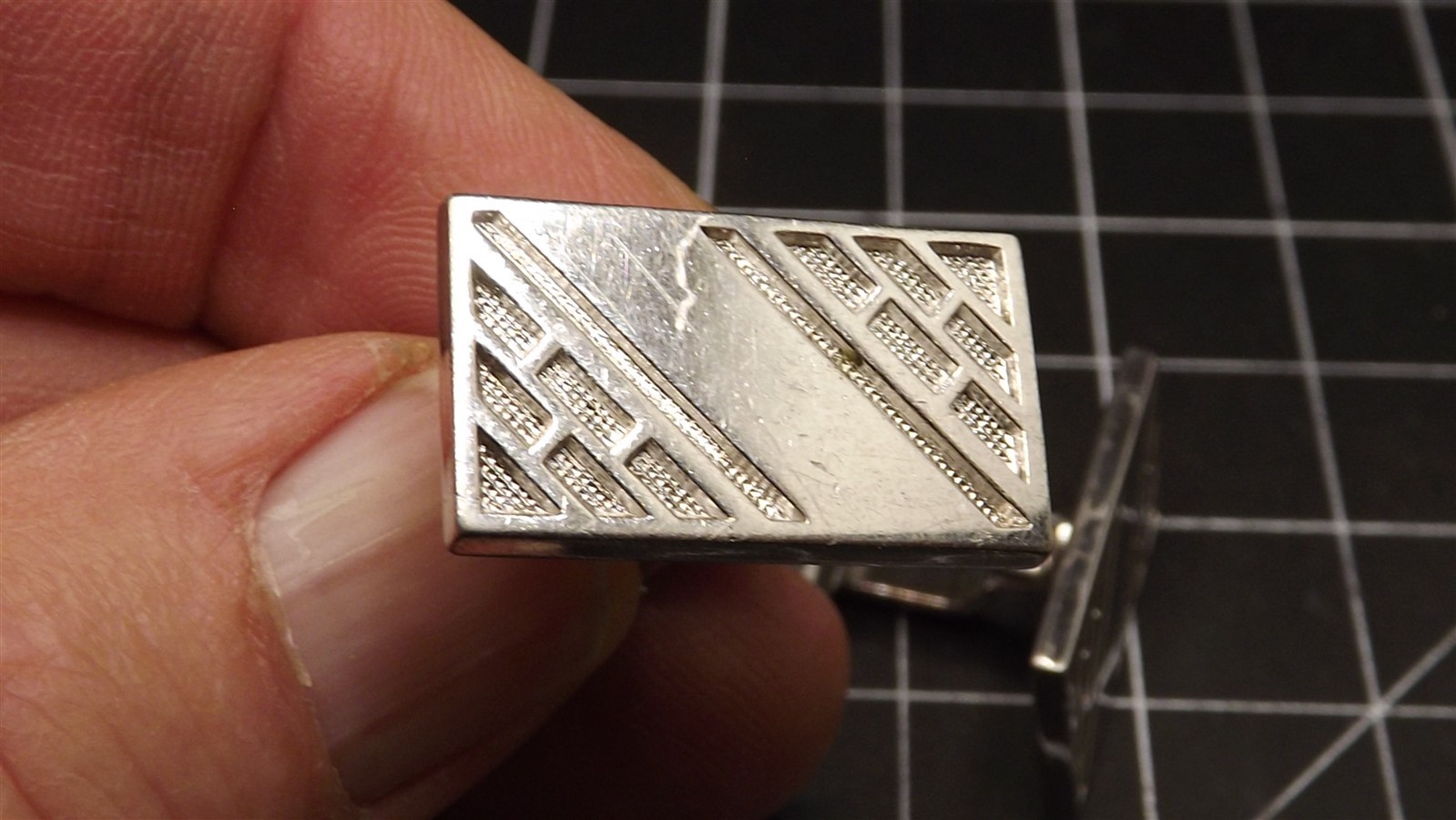 57 457.jpg Estate Vintage Cufflinks Pair – Mid-Century Men’s Retro Modernist Cuff Links, Toggle Back Fastening