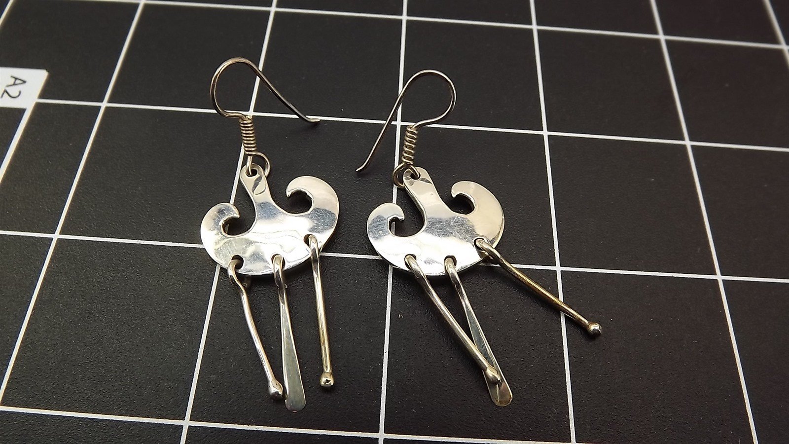57 481.jpg Sterling Silver 925 High Shine Free Form Dangle Earrings – Polished Modern Drop Earrings 2.25″, 9.0 Grams
