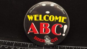 Harolds Club Welcome ABC Bowling #24 Pinback Button – 3″ Reno Nevada Casino Bowling Tournament Memorabilia