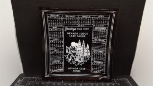 Vintage 1959 Nevada Lodge Lake Tahoe and Nevada Club Reno Glass Calendar Ashtray – Casino Advertising Souvenir