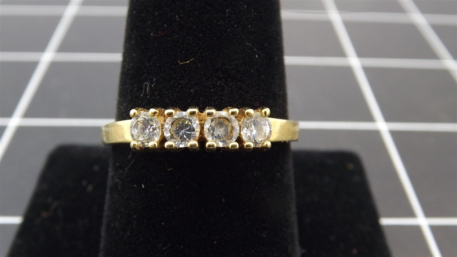 57 615.jpg Gold Plated Round Clear Cubic Zirconia Engagement Ring Size 11 – Solitaire Style CZ Wedding Ring, 2.4g