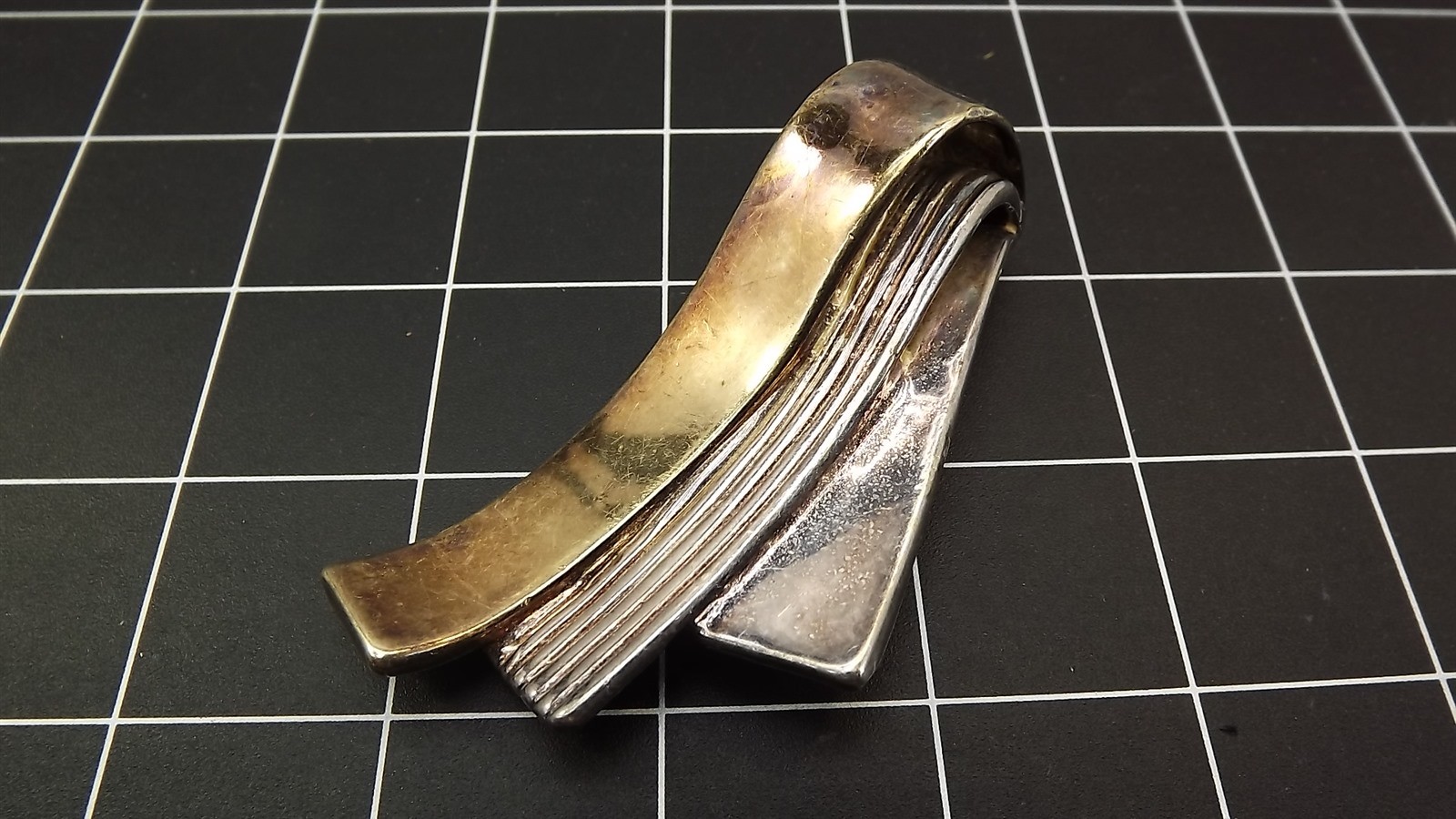 57 627.jpg Sterling Silver 925 Ribbon Bow Brooch Pin – Large Polished Silver Ribbon Brooch 3.5″, 19.3 Grams