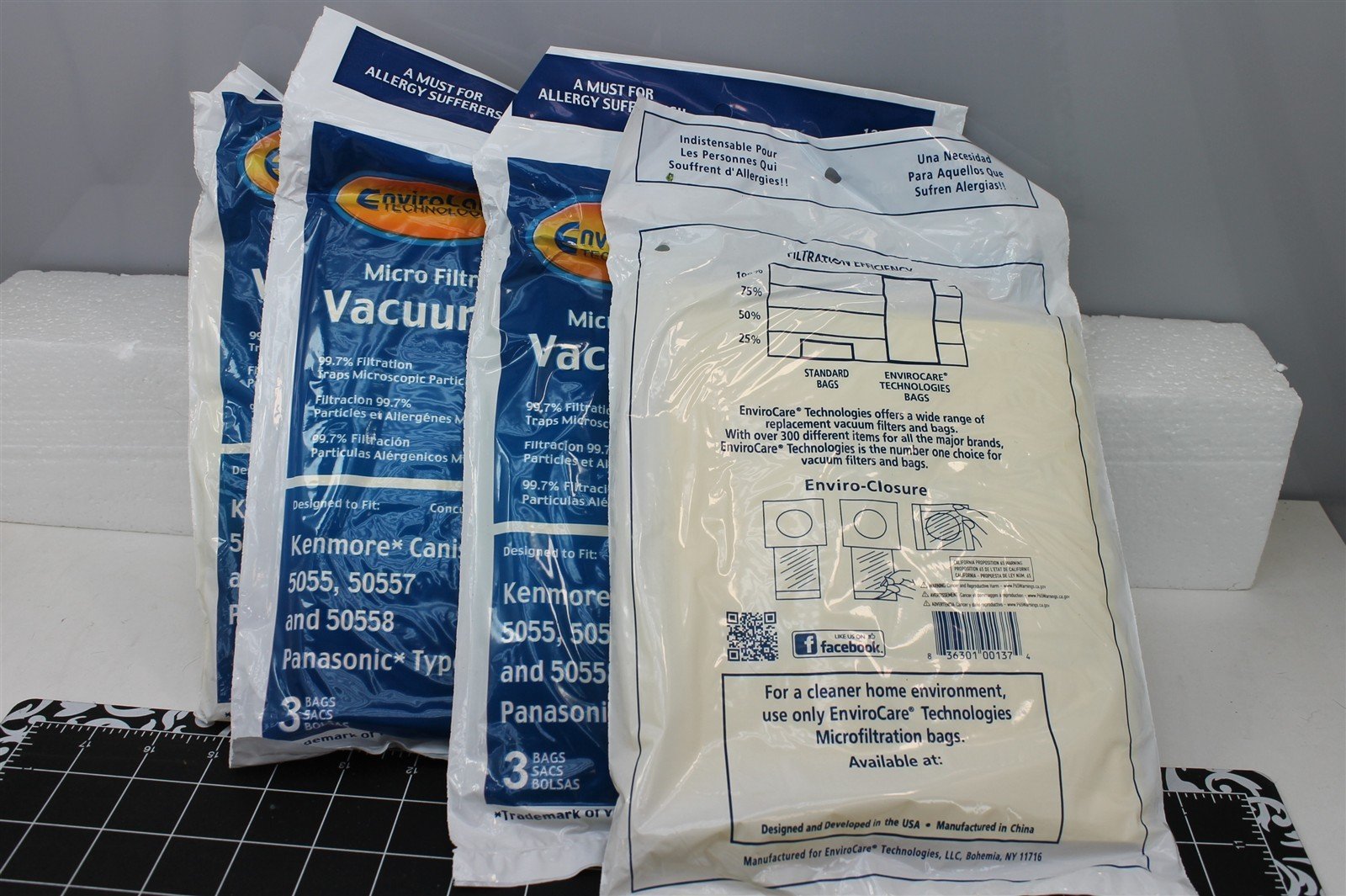 57 646.jpg EnviroCare Micro Filtration Vacuum Bags – 4 Sealed 3-Packs (12 Bags) for Kenmore Type C and Panasonic C-5