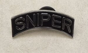Sniper Tab Lapel Pin, black and silver