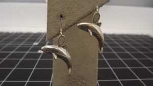 Sterling Silver Dolphin Dangle Earrings – Porpoise Fish Drop Earrings, Ocean Sea Life Jewelry, 6.1 Grams
