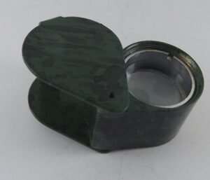 10X Jewelers Pocket Loupe 18mm Green Swirl Pattern – Folding Gem and Jewelry Magnifier