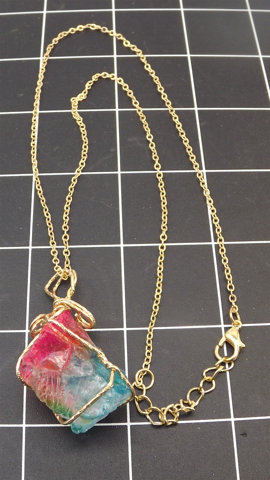 57 828.jpg Tootie Ott Designs Wire Wrapped Rainbow Stone Pendant Necklace – Handmade Boho Pendant on 20″ Chain