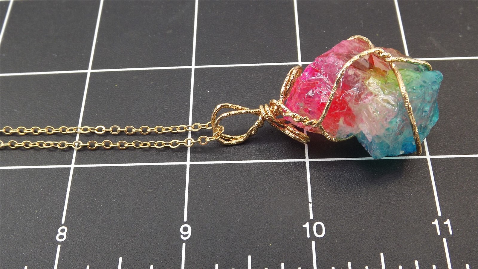 57 832.jpg Tootie Ott Designs Wire Wrapped Rainbow Stone Pendant Necklace – Handmade Boho Pendant on 20″ Chain