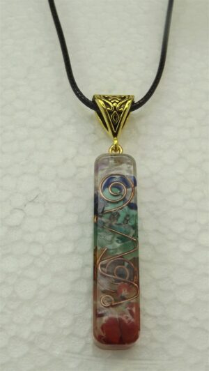 Tootie Ott Designs Colorful Stone in Resin Pendant – Handmade Boho Necklace on 18″ Faux Leather Cord