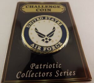 United States Air Force Logo II Challenge Coin – Enameled 1 5/8″ Patriotic USAF Military Coin, Veteran Gift