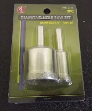 Diamond Hole Saw Set 2-Piece 1″ and 1/2″ – 80 Grit, 1/4″ Shank Core Bits for Tile, Glass, Marble and Gemstones
