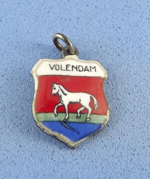 Vintage 835 Silver Enamel Volendam Holland Charm – Dutch Travel Souvenir Bracelet Charm or Pendant, 1.4 Grams