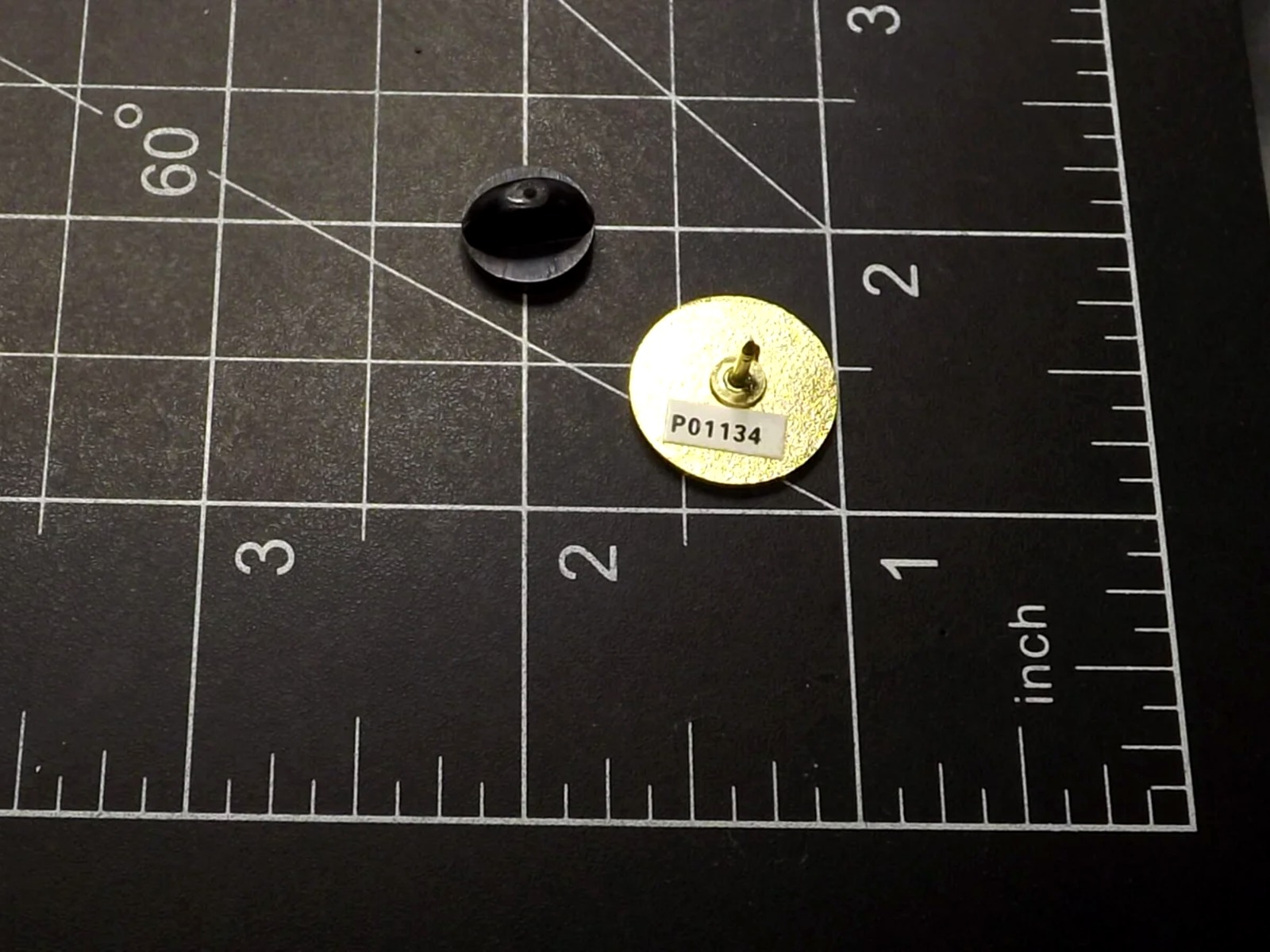 algoma central railroad lapel pin 411312 new e3 Algoma Central Railway lapel pin back on 1-inch grid