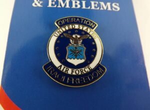 USAF Operation Iraqi Freedom Lapel Pin – 1" Blue & white enamel