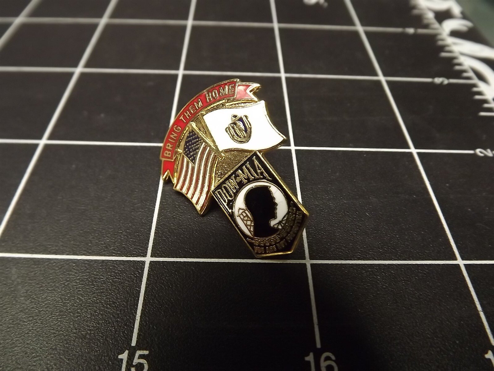 s l1600 12011.jpg "Bring Them Home" POW U.S. & State Flag Lapel Pin (Style F)