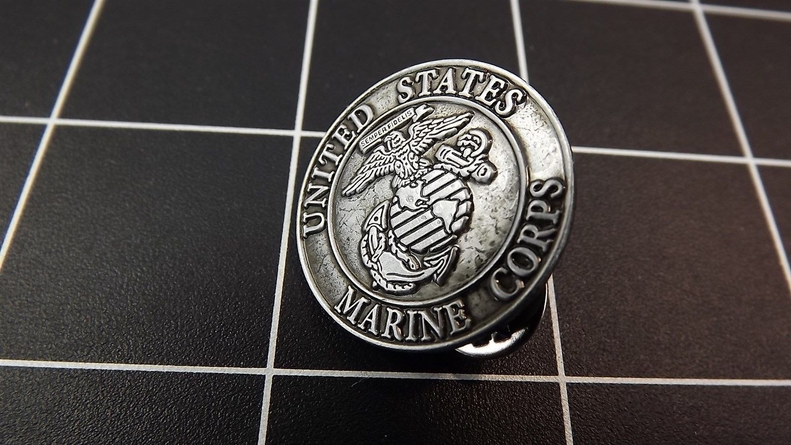 s l1600 1296.jpg United States Marine Corps Emblem Lapel Pin – 7/8" Pewter Eagle, Globe & Anchor USMC Hat Pin