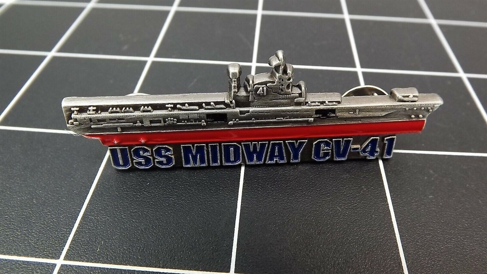 s l1600 1302.jpg USS Midway CV-41 Aircraft Carrier Lapel Pin – 2-1/2" wide Enamel