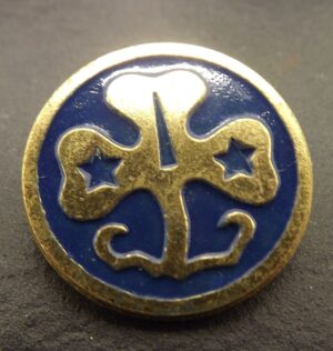 Vintage Girl Scouts Clover & Stars Gold-Tone Enamel Pin