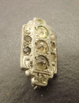 Vintage Silver-Tone Square Clear Stone Lapel Pin