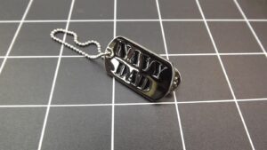 "Navy Dad" Dog Tag Lapel Pin – Silver-tone with chain