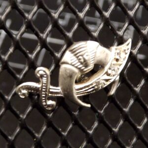 Vintage 14K White Gold Shriners Scimitar Lapel Pin with 5 Diamonds – 7 g
