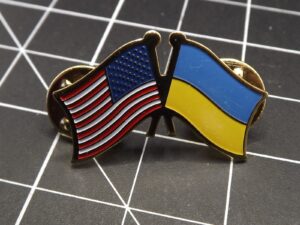 U.S. & Ukraine Crossed Flags Lapel Pin – Enamel
