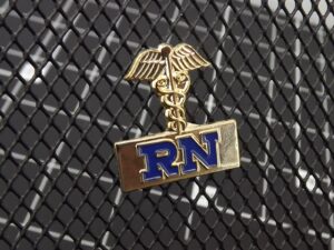 Registered Nurse "RN" Caduceus Lapel Pin – 1" Gold Tone