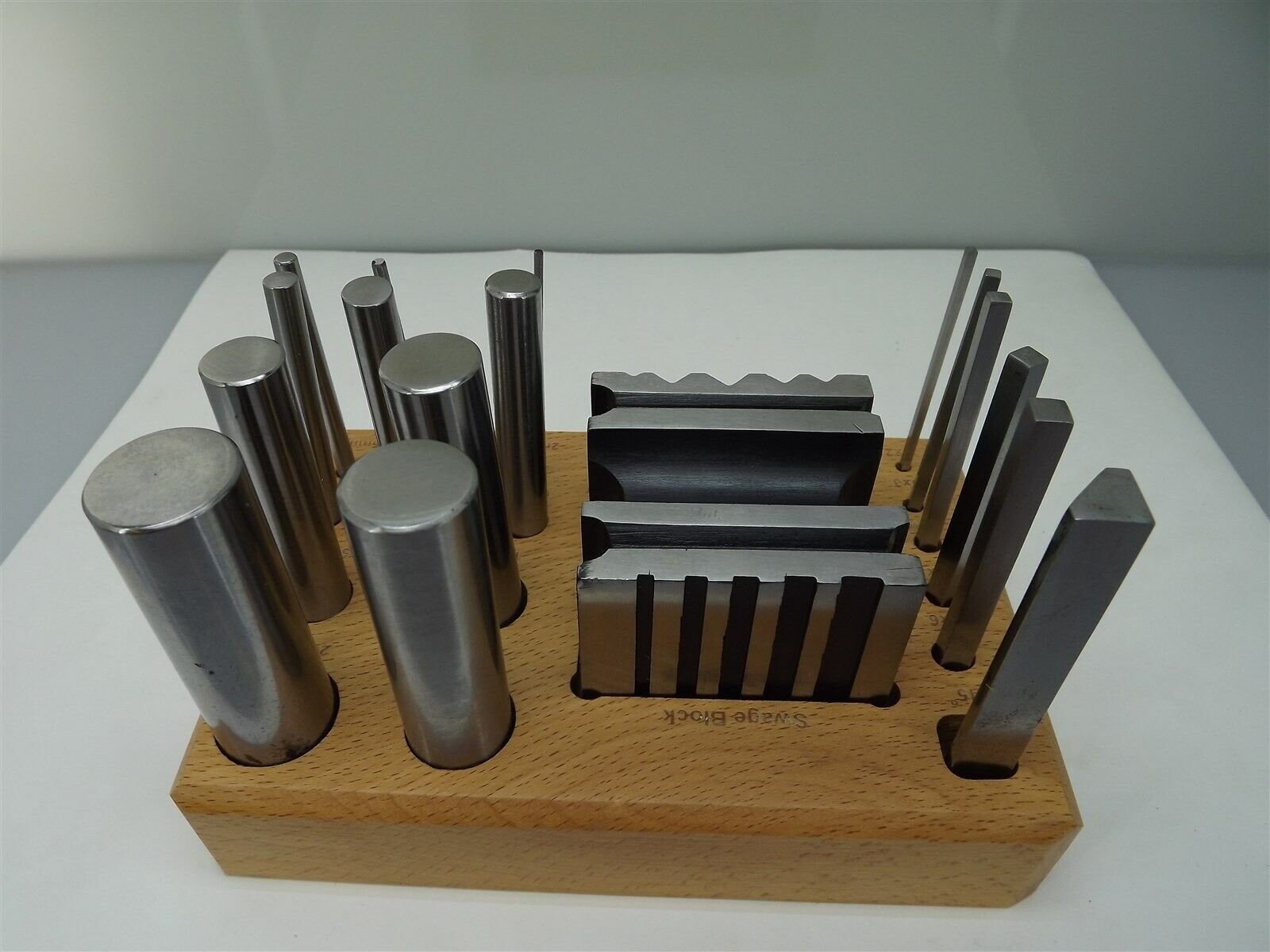 s l1600 15092.jpg Jeweler’s Carbon Steel Swage Block & Punch Set with Wooden Stand – 40-45 HRC, Boxed – For Metalsmiths, Silversmiths & Jewelry Forming – view 4