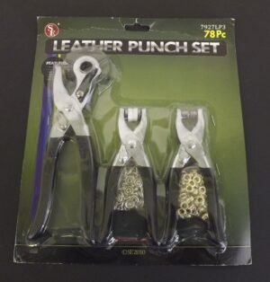 78-Piece Leather Punch & Snap Setting Kit – Revolving Hole Punch, Eyelet & Snap Pliers, 25 Snaps, 50 Eyelets – Leathercraft Hobby Tools