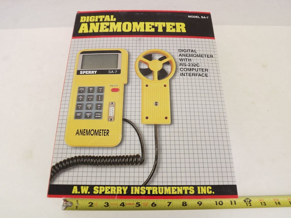 s l1600 15298.jpg Sperry SA-7 Digital Anemometer With RS-232C Computer Interface – Air Velocity, Airflow CFM/CMM & Temperature Meter – Dual Display With Case